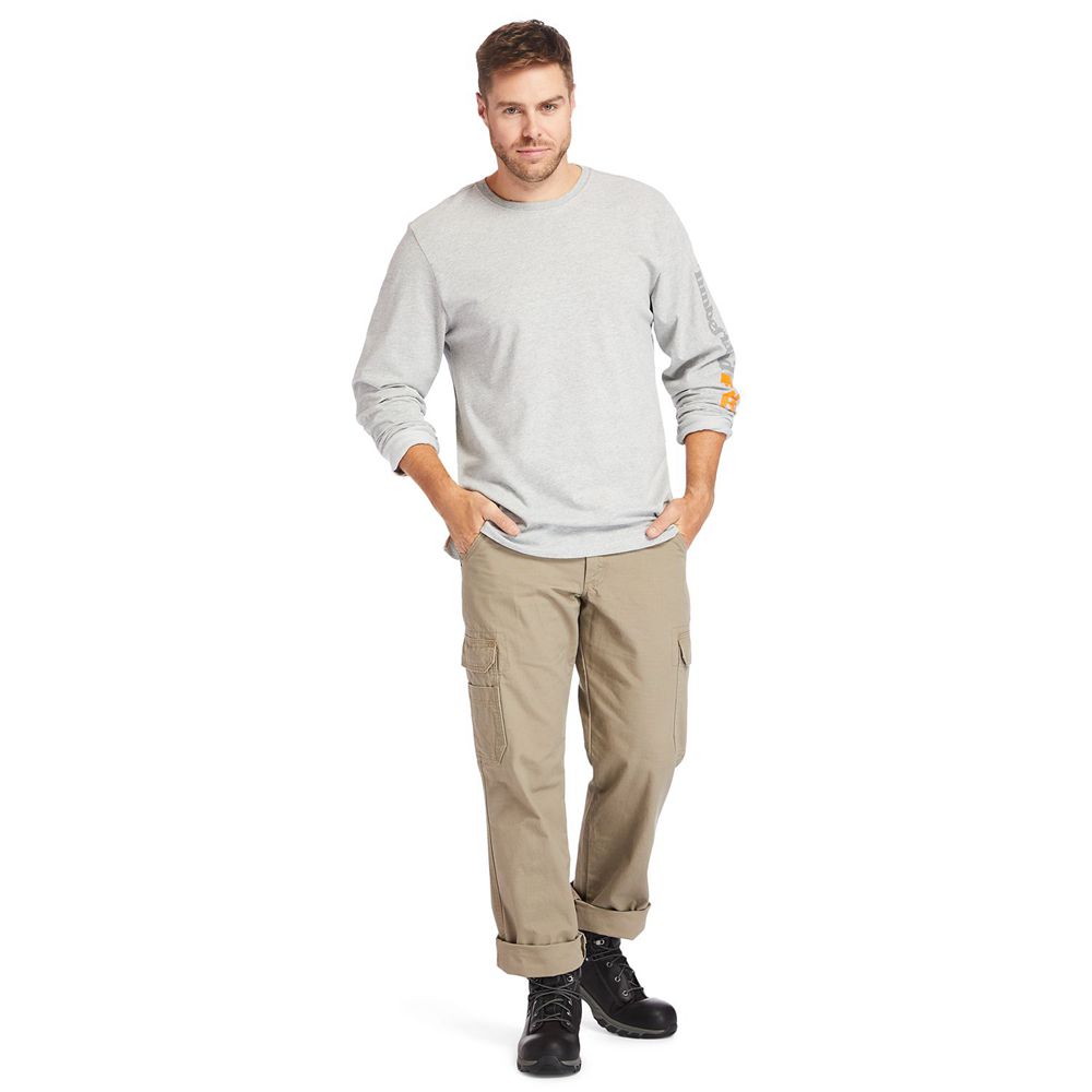 Timberland Μπλουζάκια Ανδρικα Γκρι - Pro® Big & Tall Base Plate Long-Sleeve Wicking - Greece 6234189